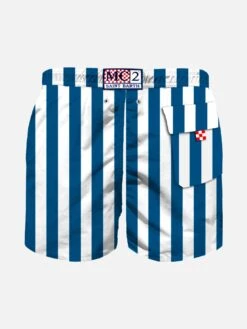 Alternative view of MC2 Saint Barth Boy Swim Shorts With Navy Blue Stripes