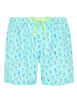 MC2 Saint Barth Man Lightweight Fabric Swim-shorts Lighting Micro Fantasy With Penguins Print
