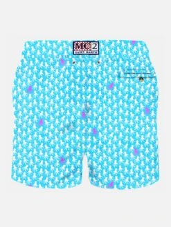 Alternative view of MC2 Saint Barth Man Light Fabric Swim Shorts With White And Fuchsia Octopus Print