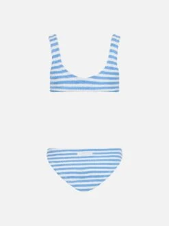 Alternative view of MC2 Saint Barth Light Blue Striped Crinkle Classic Bralette Bikini Baker
