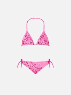 MC2 Saint Barth Girl Triangle Bikini With Fluo Pink Bandanna Print