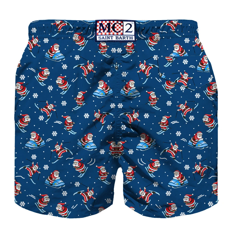 MC2 Saint Barth Boy Light Fabric Swim Shorts With Happy Santa Claus Print 4 MC2 Saint Barth Boy Light Fabric Swim Shorts With Happy Santa Claus Print - Image 2