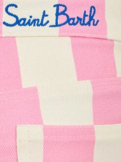 MC2 Saint Barth Girl Pink Striped Print Denim Bermuda Cancun -MC2 Saint Barth Store CAC001 01620F girl denim striped bermuda 3