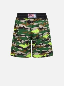 Alternative view of MC2 Saint Barth Boy Comfort Surf Jr Swim Shorts With Camo Shark Print