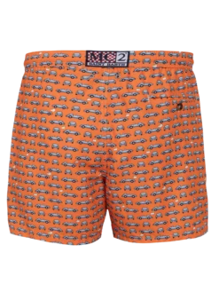 Alternative view of MC2 Saint Barth Man Lightweight Fabric Swim-shorts Lighting Micro Fantasy With Cars Print