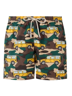 MC2 Saint Barth Man Lightweight Fabric Swim-shorts Lighting With Off-road Car Print