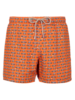 MC2 Saint Barth Man Lightweight Fabric Swim-shorts Lighting Micro Fantasy With Cars Print