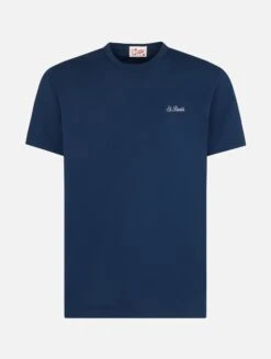 MC2 Saint Barth Man Blue Cotton Jersey T-shirt Dover With St. Barth Embroidery 9 MC2 Saint Barth Man Blue Cotton Jersey T-shirt Dover With St. Barth Embroidery -MC2 Saint Barth Store DOV0001 01793F man t shirt blue cotton 4