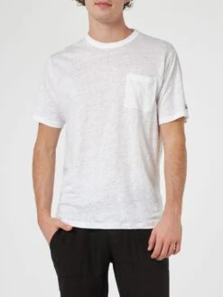 Alternative view of MC2 Saint Barth Man Off-white Linen Jersey T-shirt Ecstasea With Pocket