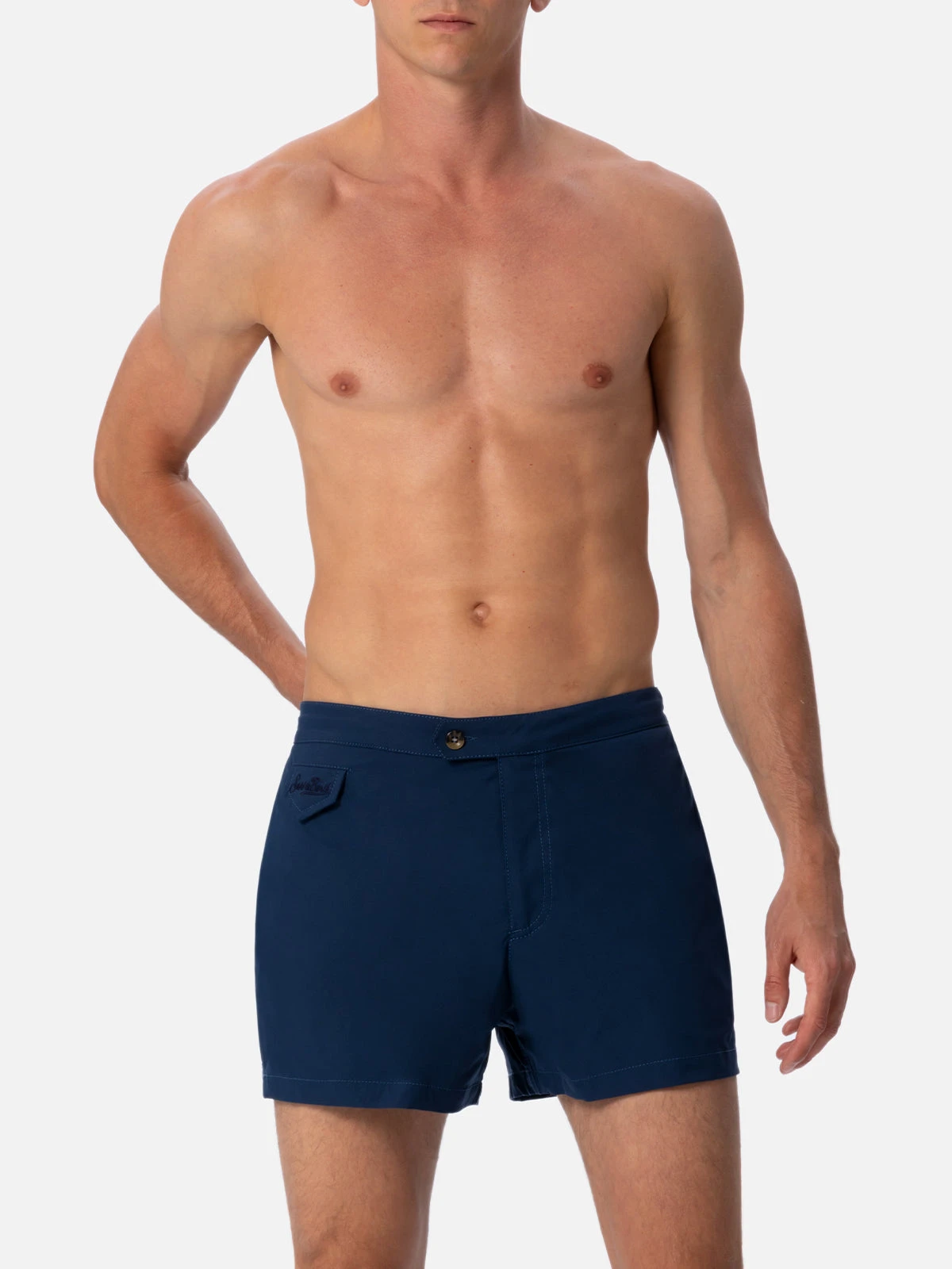 MC2 Saint Barth Man Navy Blue Fitted Cut Swim Shorts Harrys 6 MC2 Saint Barth Man Navy Blue Fitted Cut Swim Shorts Harrys - Image 4