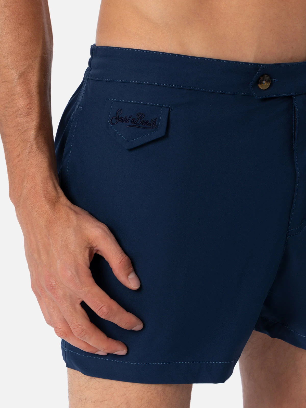 MC2 Saint Barth Man Navy Blue Fitted Cut Swim Shorts Harrys 5 MC2 Saint Barth Man Navy Blue Fitted Cut Swim Shorts Harrys - Image 3