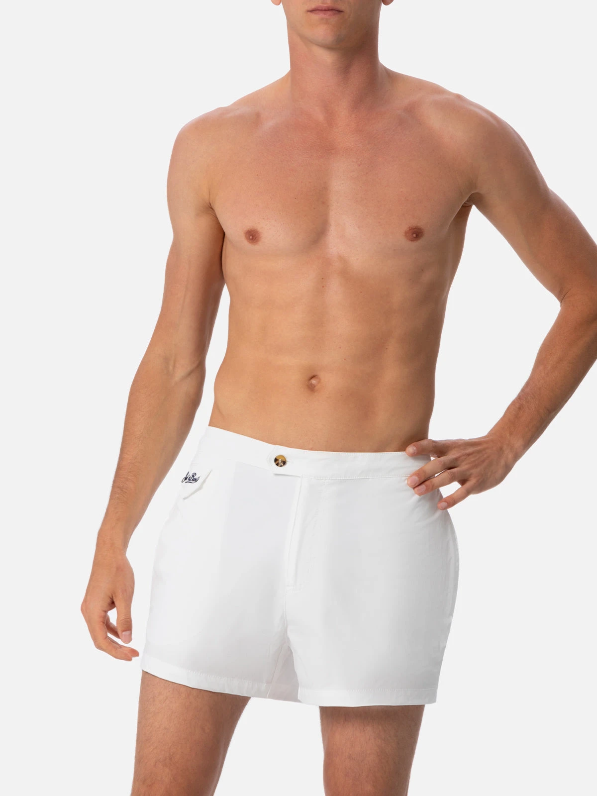 MC2 Saint Barth Harrys White Fitted Cut Swim Shorts 6 MC2 Saint Barth Harrys White Fitted Cut Swim Shorts - Image 4