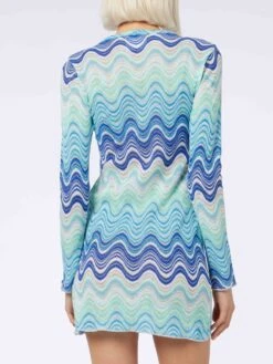 Alternative view of MC2 Saint Barth Woman Raschel Knit Light Blue Short Dress Imany