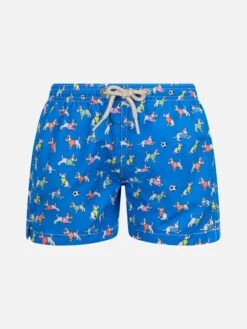 MC2 Saint Barth Boy Lightweight Fabric Swim-shorts Jean Lighting With Dogs Print