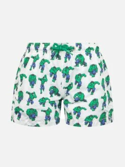 MC2 Saint Barth Boy Lightweight Fabric Swim-shorts Jean Lighting With Hulk Print | MARVEL SPECIAL EDITION