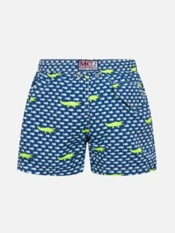 Alternative view of MC2 Saint Barth Boy Lightweight Fabric Swim-shorts Jean Lighting With Crocodile Print