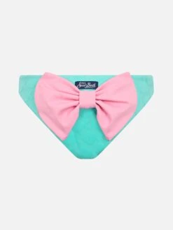 MC2 Saint Barth Girl Water Green Swim Briefs Madame With Bow
