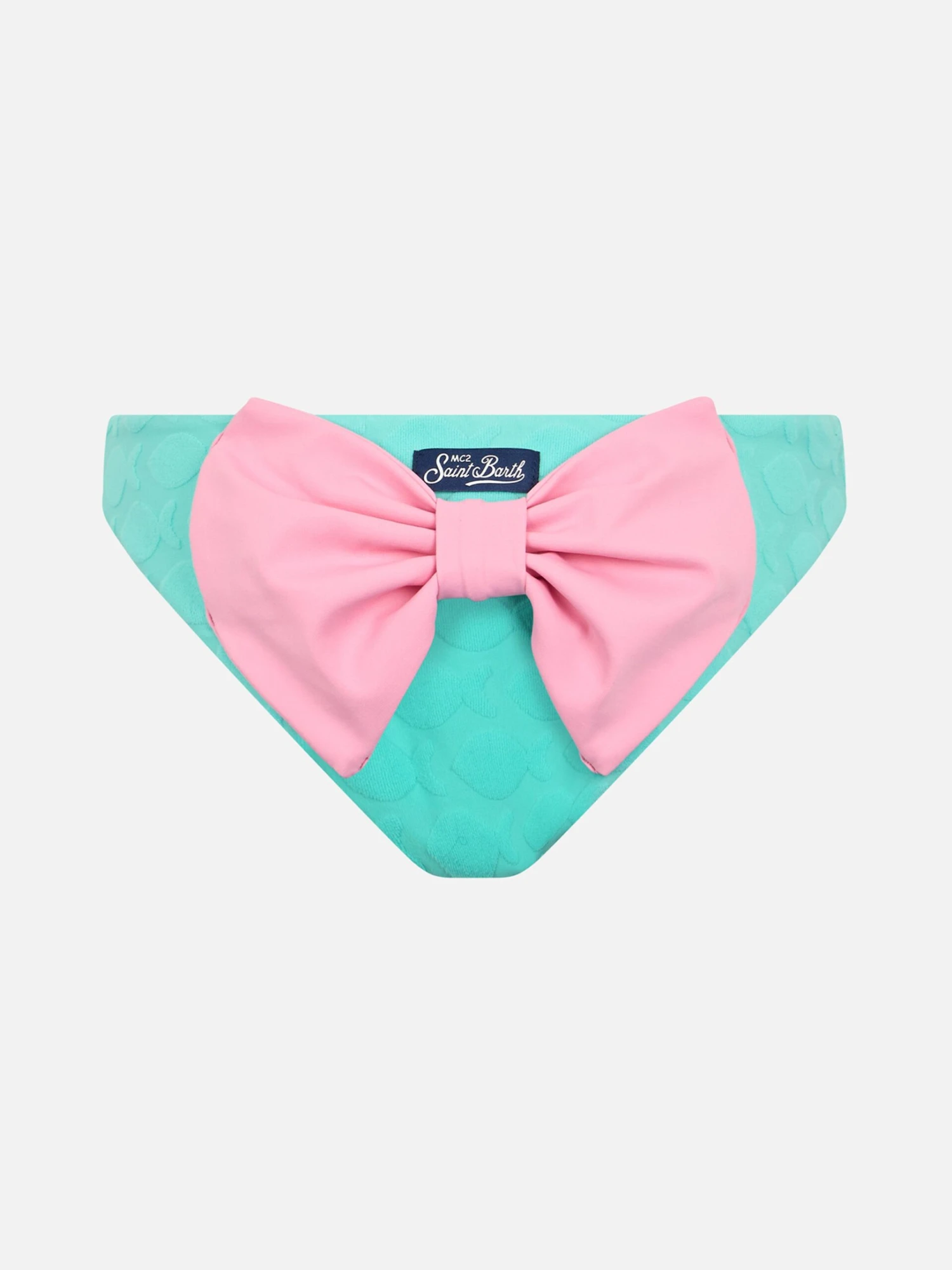 MC2 Saint Barth Girl Water Green Swim Briefs Madame With Bow 3 MC2 Saint Barth Girl Water Green Swim Briefs Madame With Bow