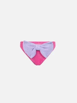 MC2 Saint Barth Girl Pink Crinkle Swim Briefs Madame With Bow