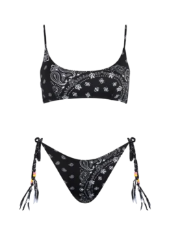 MC2 Saint Barth Woman Bralette Bikini With Black Bandanna Print