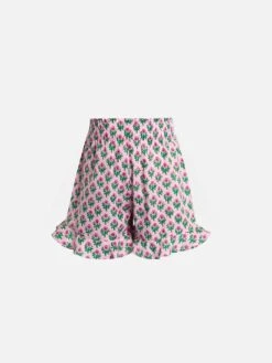 MC2 Saint Barth Girl Cotton Ruffled Shorts Ander P With Flower Print