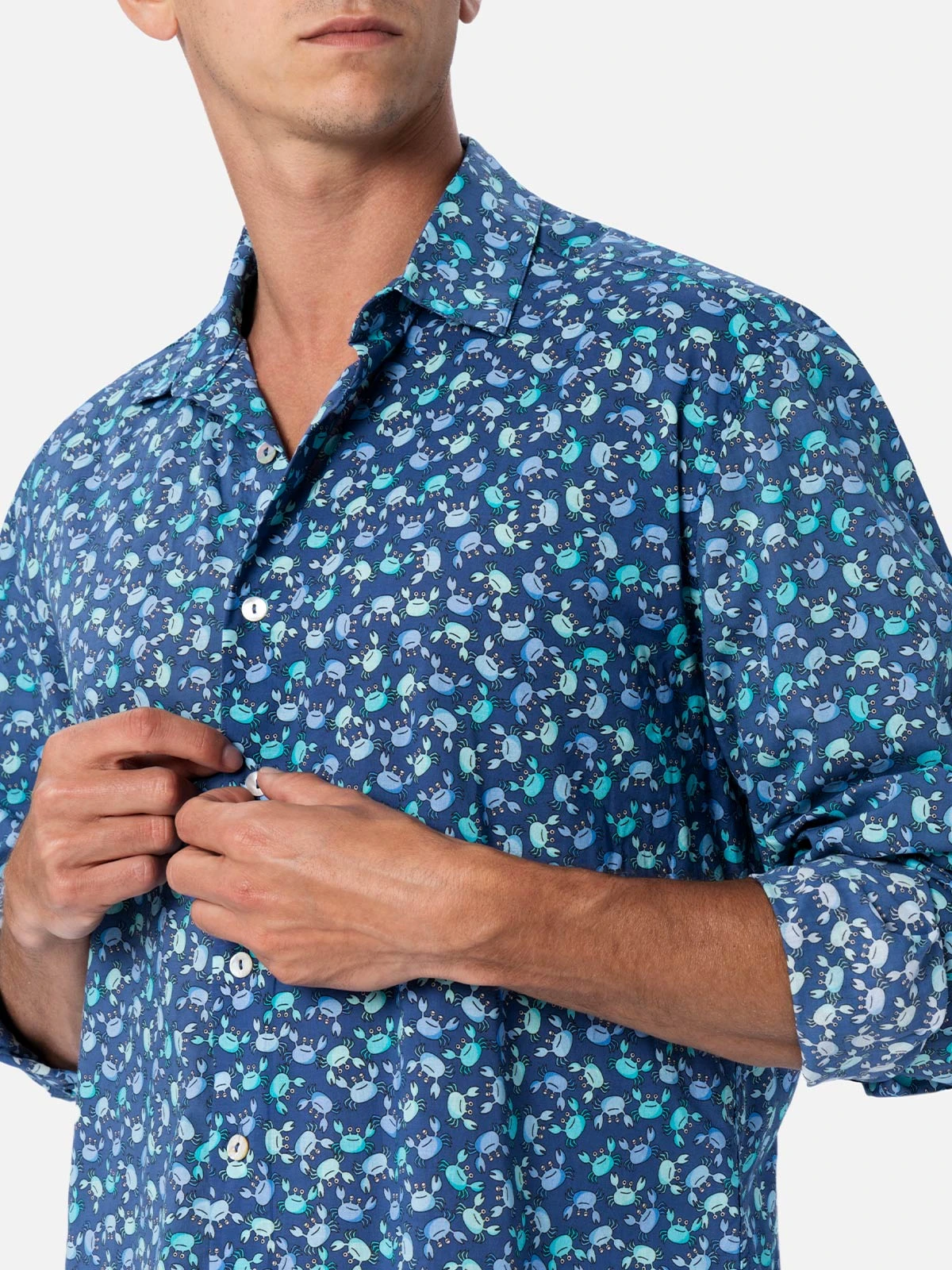 MC2 Saint Barth Man Muslin Cotton Shirt Sikelia With Crabs Print 4 MC2 Saint Barth Man Muslin Cotton Shirt Sikelia With Crabs Print - Image 2
