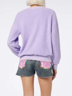 Alternative view of MC2 Saint Barth Woman Lilac Terry Cotton Stardust Sweatshirt