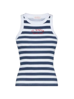 Alternative view of MC2 Saint Barth Ada Striped Ribbed Cotton Tank Top