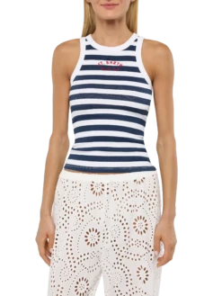 MC2 Saint Barth Ada Striped Ribbed Cotton Tank Top