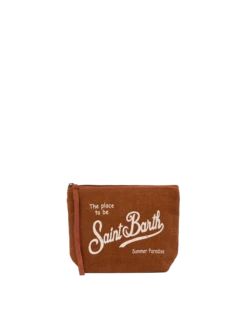 MC2 Saint Barth Aline Brown Linen Pochette