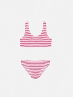 MC2 Saint Barth Pink Striped Crinkle Classic Bralette Bikini Baker