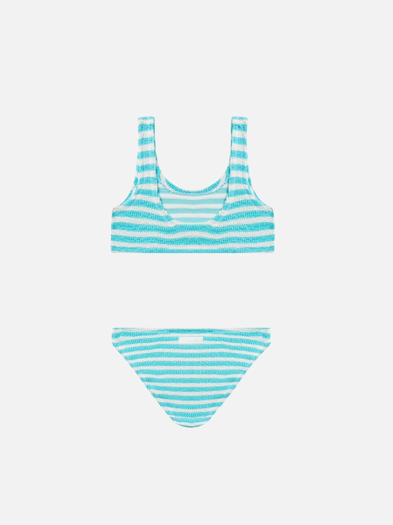 MC2 Saint Barth Water Green Striped Crinkle Classic Bralette Bikini Baker 4 MC2 Saint Barth Water Green Striped Crinkle Classic Bralette Bikini Baker - Image 2