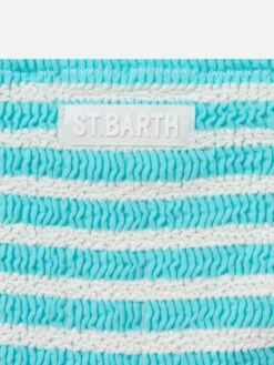 MC2 Saint Barth Water Green Striped Crinkle Classic Bralette Bikini Baker 7 MC2 Saint Barth Water Green Striped Crinkle Classic Bralette Bikini Baker -MC2 Saint Barth Store UID BAK000204857H GIRL BIKINI GREEN CRINKLE 03