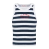 MC2 Saint Barth Blue Jr Navy Blue Striped Rib-knit Cotton Crop Tank With Embroidery -MC2 Saint Barth Store UID BLUE00201600H GIRL T SHIRT BLUE STRIPES 20250407083500 01