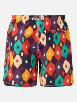 Alternative view of MC2 Saint Barth Man Mid-length Multicolor Ikat Swim-shorts Caprese