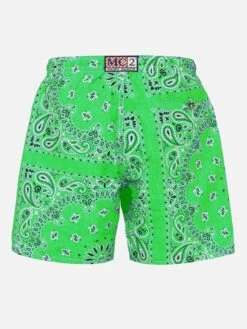 Alternative view of MC2 Saint Barth Man Swim Shorts With Green Bandanna Print