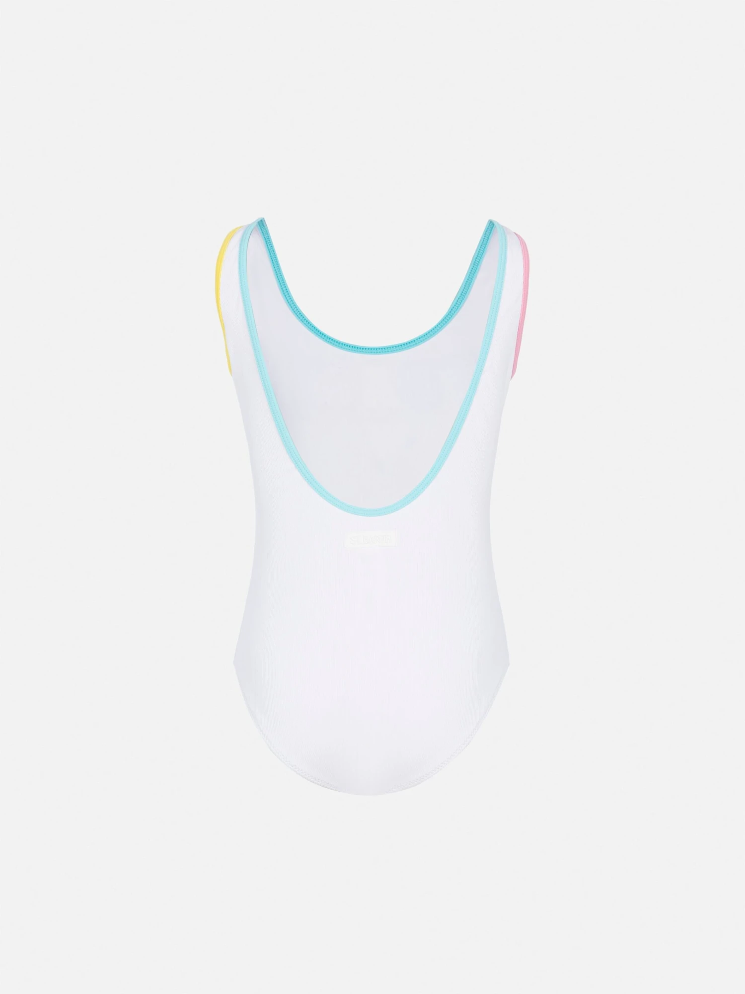 MC2 Saint Barth Cara White Ribbed One-piece Swimsuit With Multicolor Logo Patch 4 MC2 Saint Barth Cara White Ribbed One-piece Swimsuit With Multicolor Logo Patch - Image 2