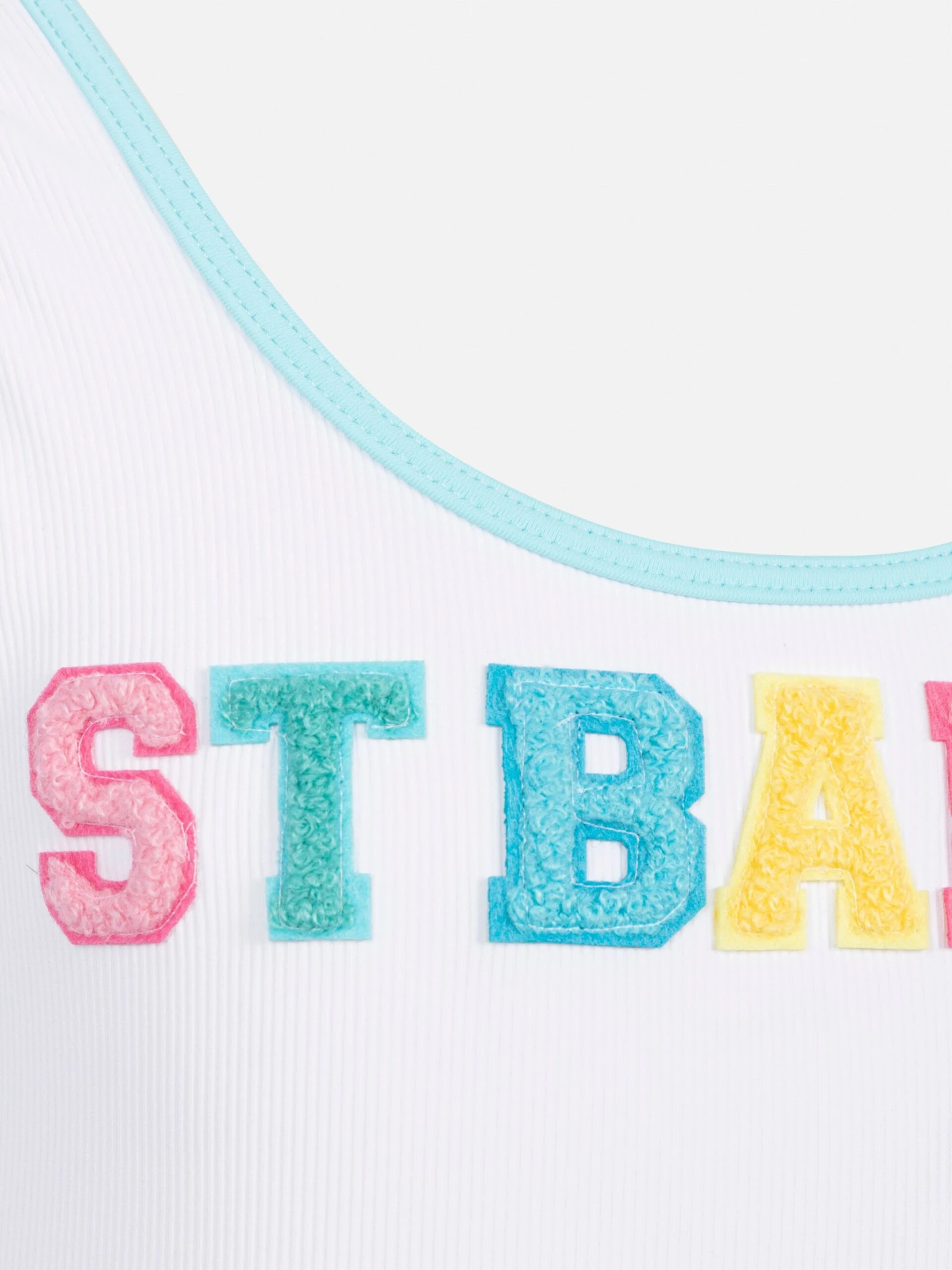 MC2 Saint Barth Cara White Ribbed One-piece Swimsuit With Multicolor Logo Patch 5 MC2 Saint Barth Cara White Ribbed One-piece Swimsuit With Multicolor Logo Patch - Image 3