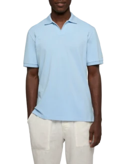 MC2 Saint Barth Light Blue Cotton Piquet Buttonless Polo Shirt Charles