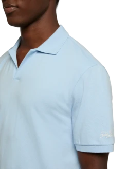 Alternative view of MC2 Saint Barth Light Blue Cotton Piquet Buttonless Polo Shirt Charles