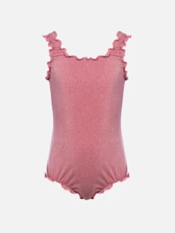 MC2 Saint Barth Girl Lurex One Piece Swimsuit Clio With Contrast Frill