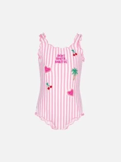 MC2 Saint Barth Clio One-piece Swimsuit With Pink Striped Print