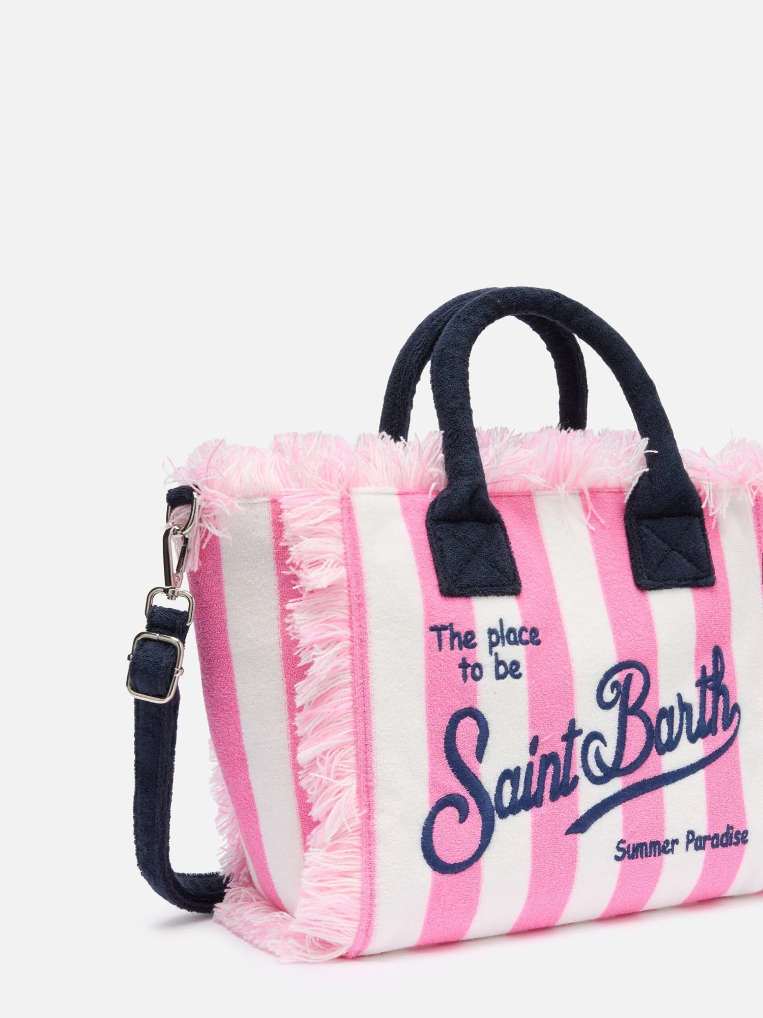 MC2 Saint Barth Colette Sponge Pink Striped Terry Handbag 5 MC2 Saint Barth Colette Sponge Pink Striped Terry Handbag - Image 3