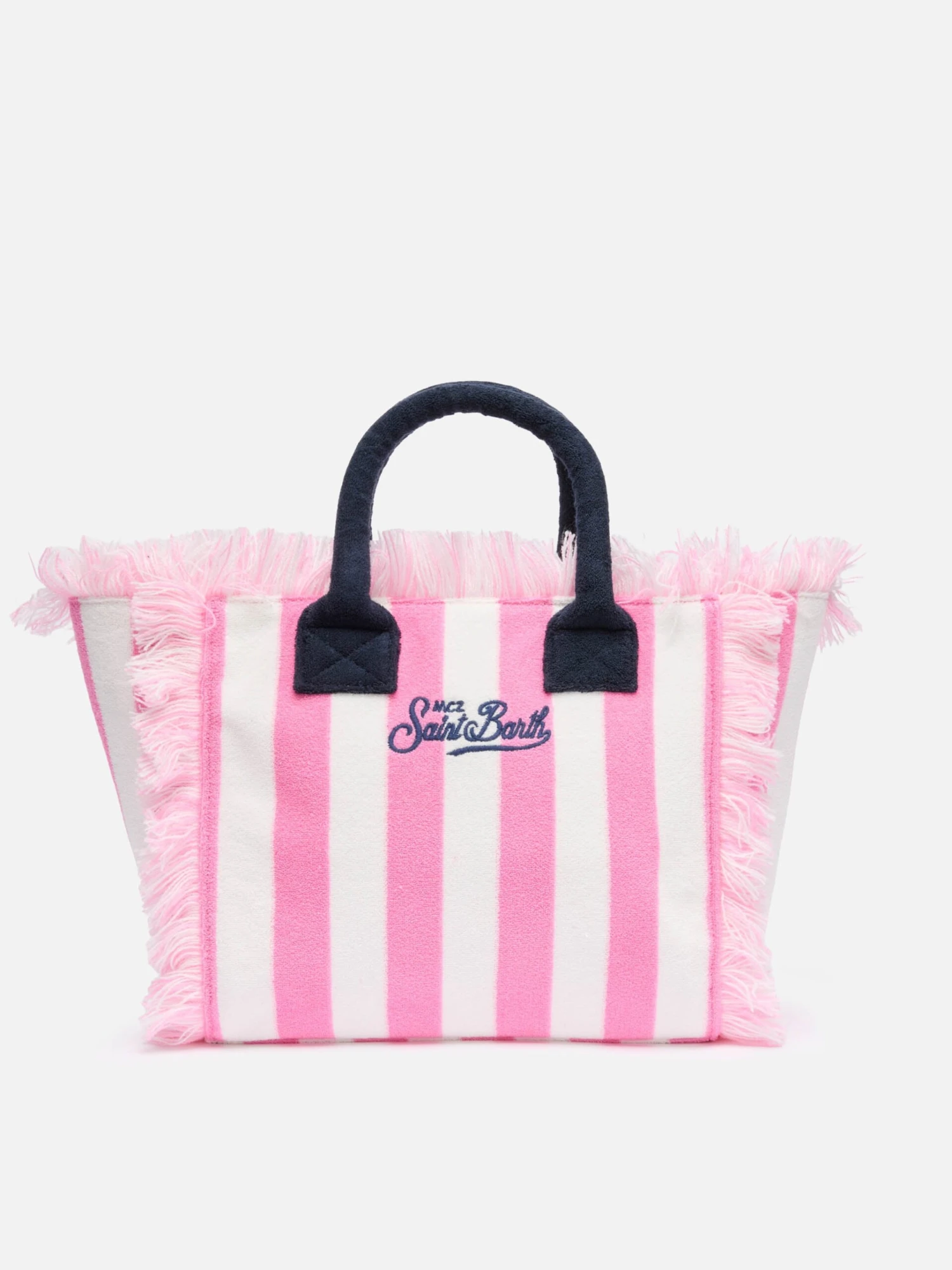 MC2 Saint Barth Colette Sponge Pink Striped Terry Handbag 6 MC2 Saint Barth Colette Sponge Pink Striped Terry Handbag - Image 4