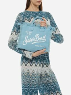 Alternative view of MC2 Saint Barth Colette Linen Light Blue Handbag