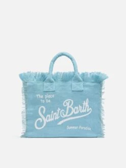 MC2 Saint Barth Colette Linen Light Blue Handbag