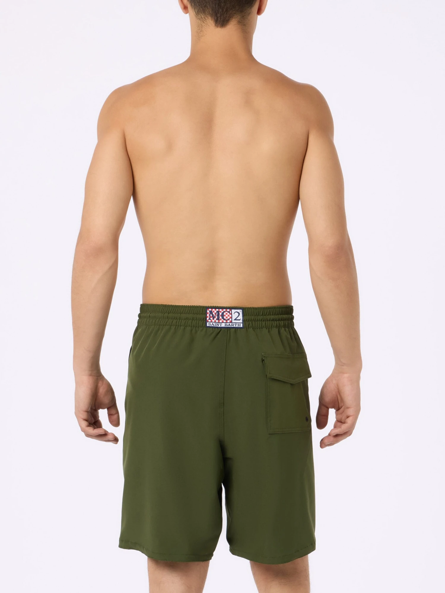 MC2 Saint Barth Military Green Long Stretch Comfort Surf Swim Shorts 6 MC2 Saint Barth Military Green Long Stretch Comfort Surf Swim Shorts - Image 4
