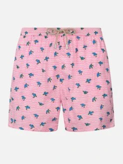 MC2 Saint Barth Comfort Light Classic Stretch Swim Shorts With Sea Turtles Print