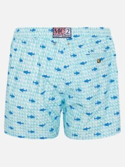 Alternative view of MC2 Saint Barth Comfort Light Swim Shorts With Fin Shark Print