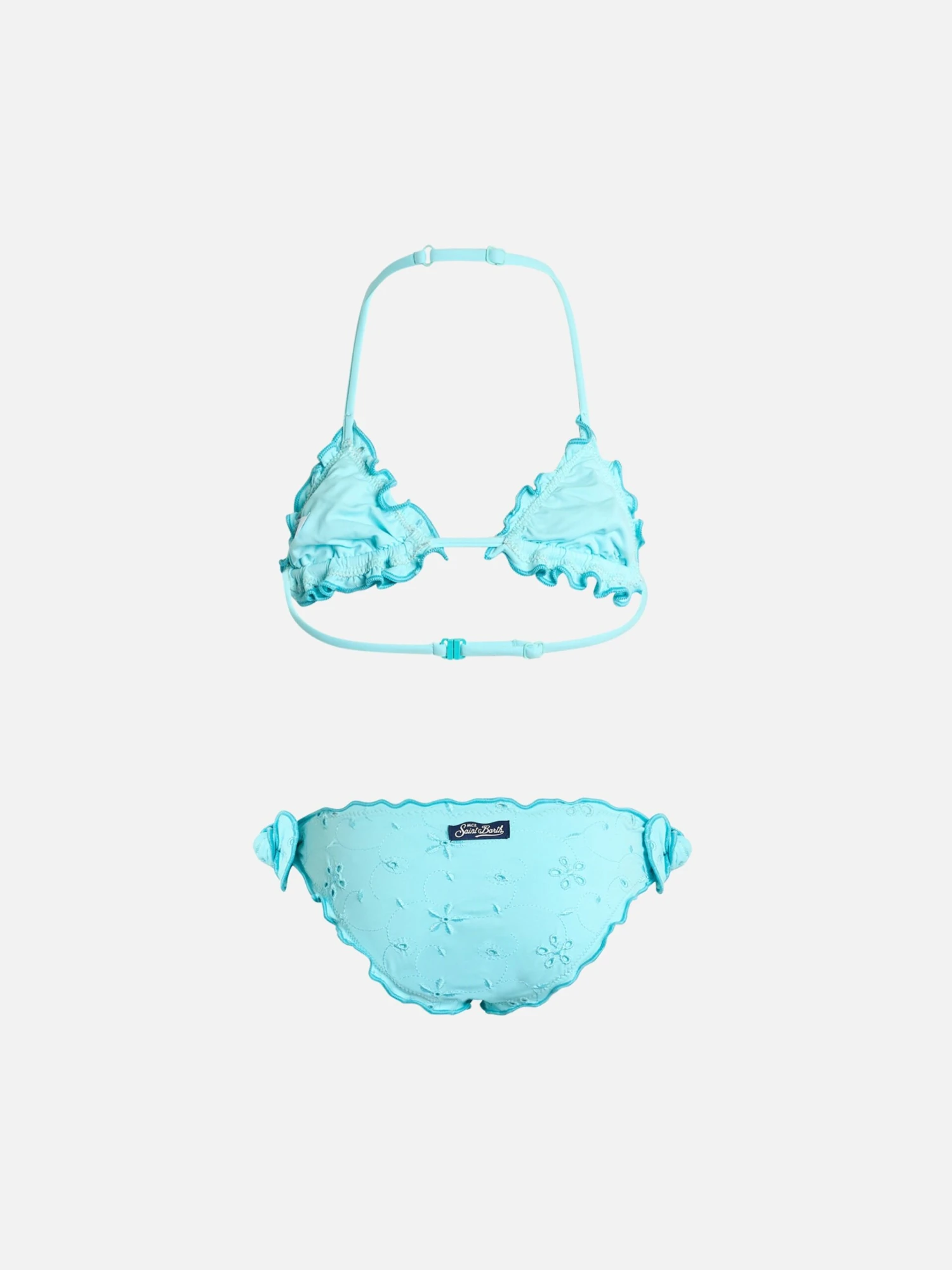 MC2 Saint Barth Girl Water Green Classic Triangle Bikini Cris With Sangallo Embroidery 4 MC2 Saint Barth Girl Water Green Classic Triangle Bikini Cris With Sangallo Embroidery - Image 2